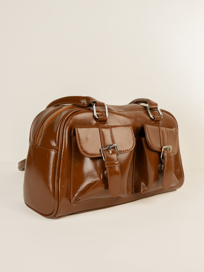 Everyday Icon | Tan Glossy Shoulder Bag