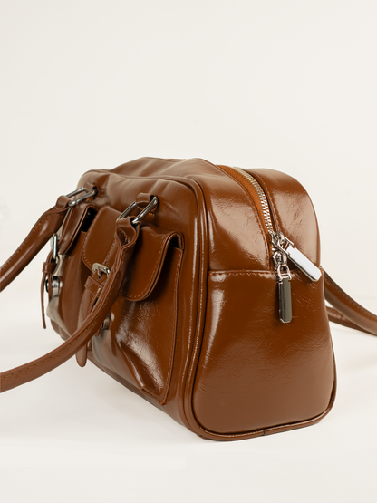 Everyday Icon | Tan Glossy Shoulder Bag