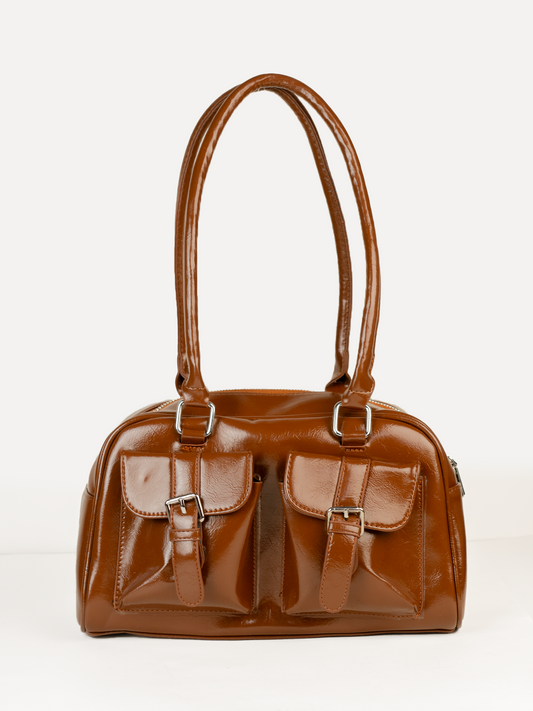 Everyday Icon | Tan Glossy Shoulder Bag