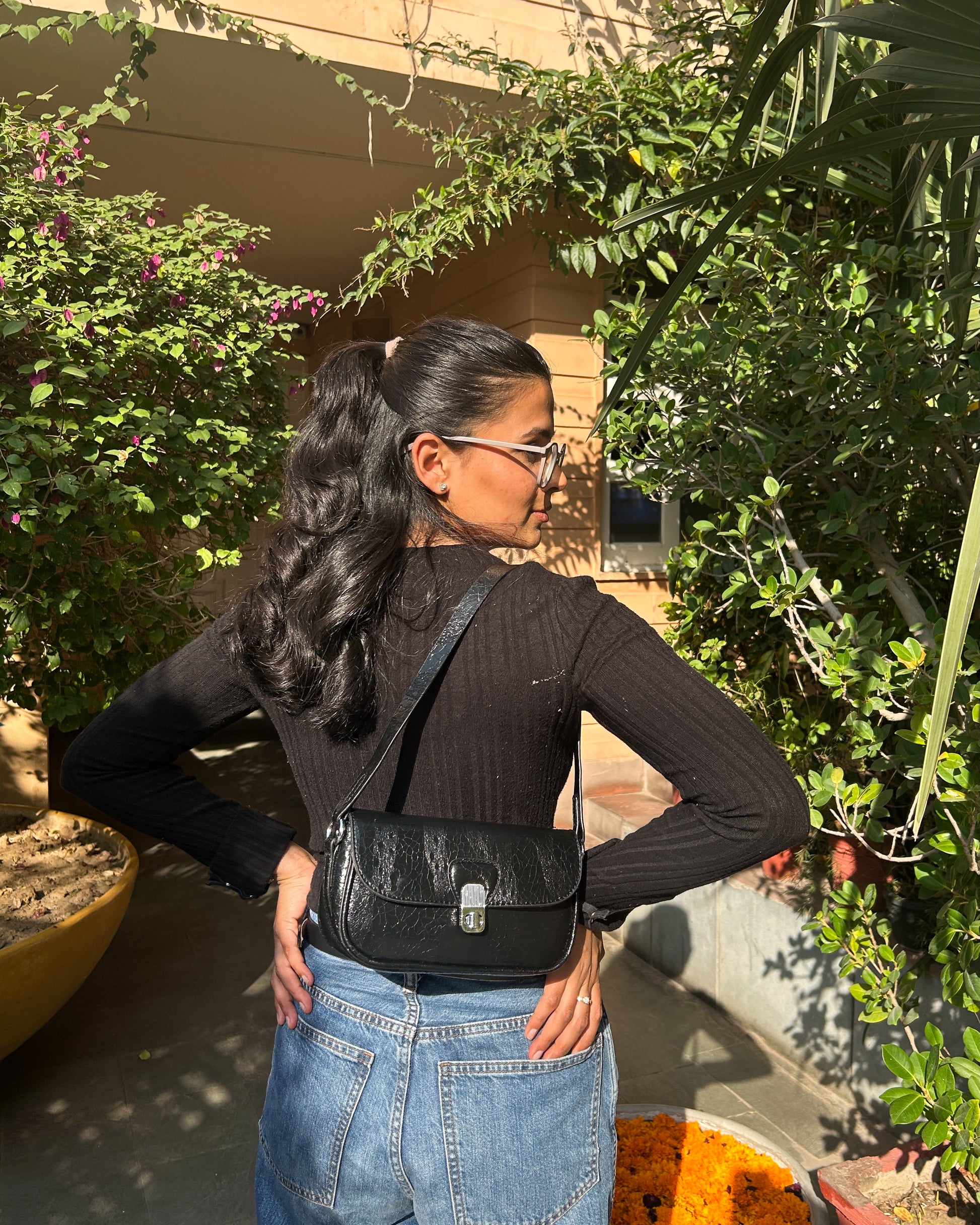 Miss Diva Black Sling Bag - Main Image