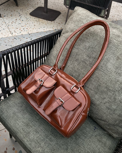 Everyday Icon | Tan Glossy Shoulder Bag